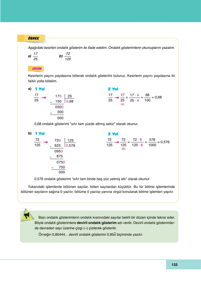6. Sınıf Matematik Ders Kitabı Cevapları Doğa Yayınları Sayfa 133