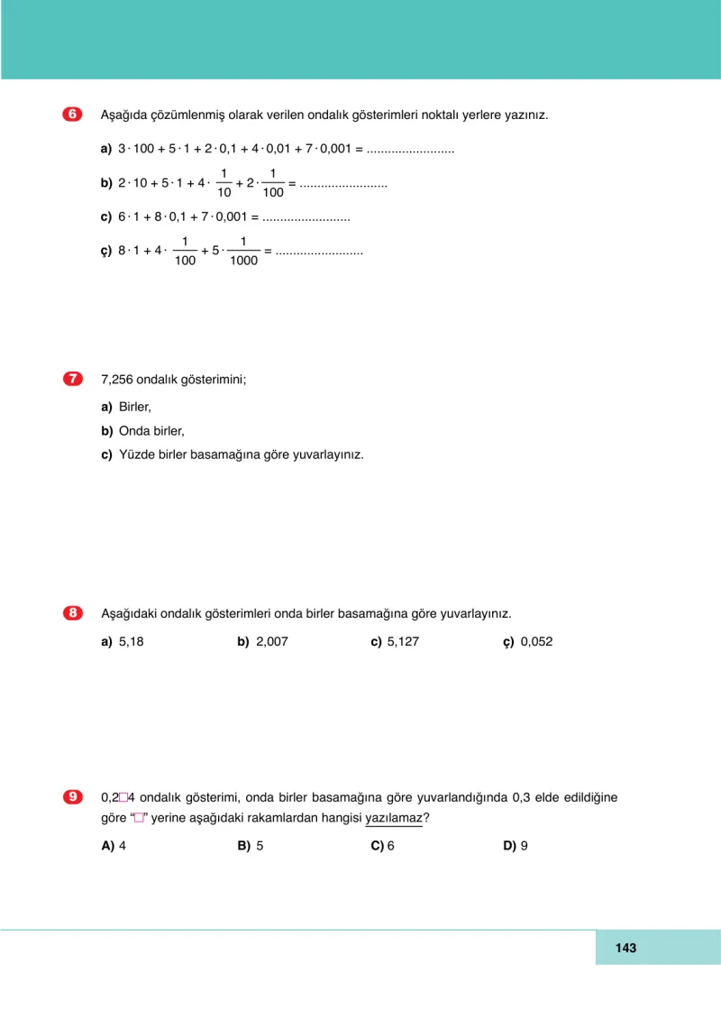 6. Sınıf Matematik Ders Kitabı Cevapları Doğa Yayınları Sayfa 143