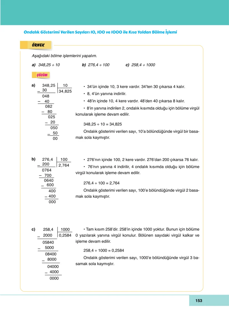6. Sınıf Matematik Ders Kitabı Cevapları Doğa Yayınları Sayfa 153
