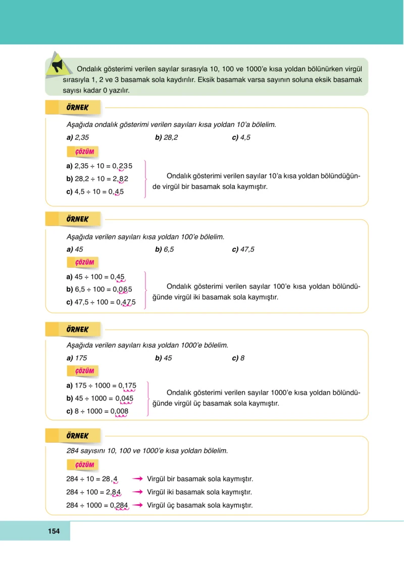 6. Sınıf Matematik Ders Kitabı Cevapları Doğa Yayınları Sayfa 154