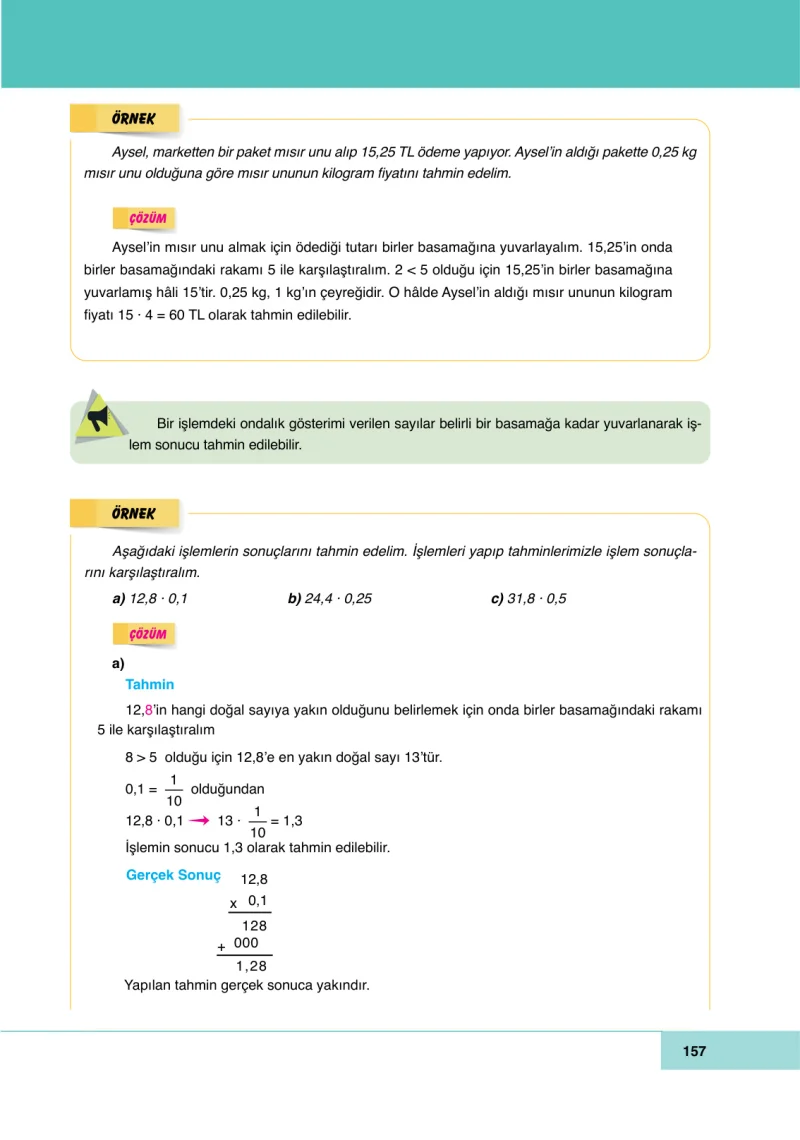 6. Sınıf Matematik Ders Kitabı Cevapları Doğa Yayınları Sayfa 157