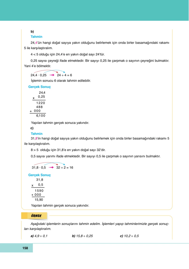 6. Sınıf Matematik Ders Kitabı Cevapları Doğa Yayınları Sayfa 158