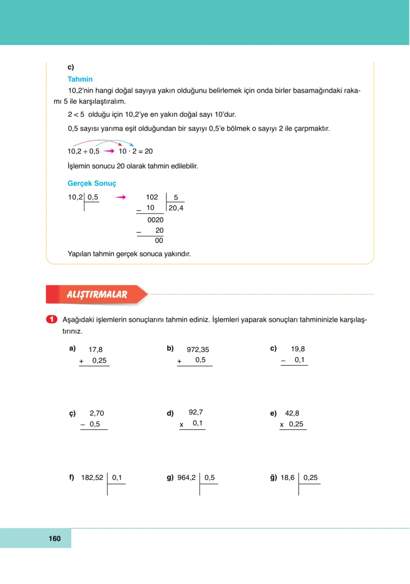 6. Sınıf Matematik Ders Kitabı Cevapları Doğa Yayınları Sayfa 160