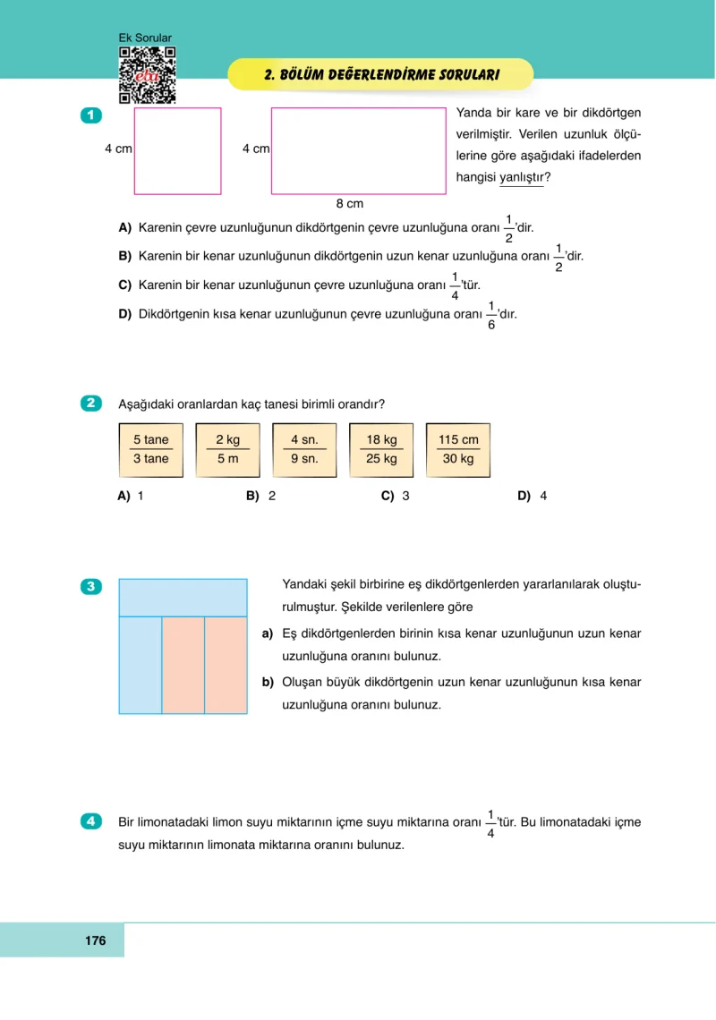 6. Sınıf Matematik Ders Kitabı Cevapları Doğa Yayınları Sayfa 176