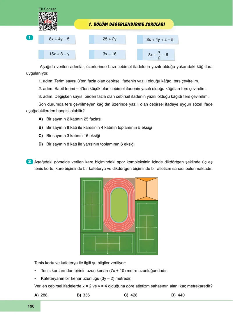 6. Sınıf Matematik Ders Kitabı Cevapları Doğa Yayınları Sayfa 196