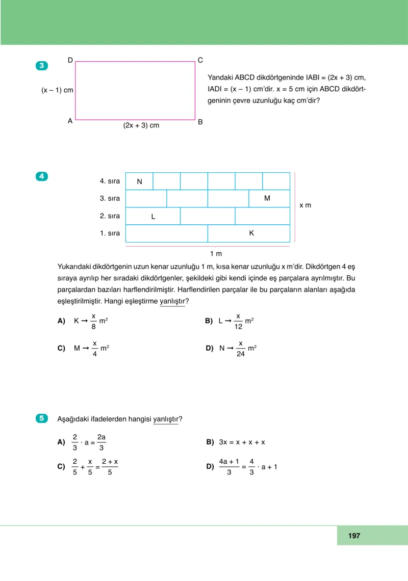 6. Sınıf Matematik Ders Kitabı Cevapları Doğa Yayınları Sayfa 197