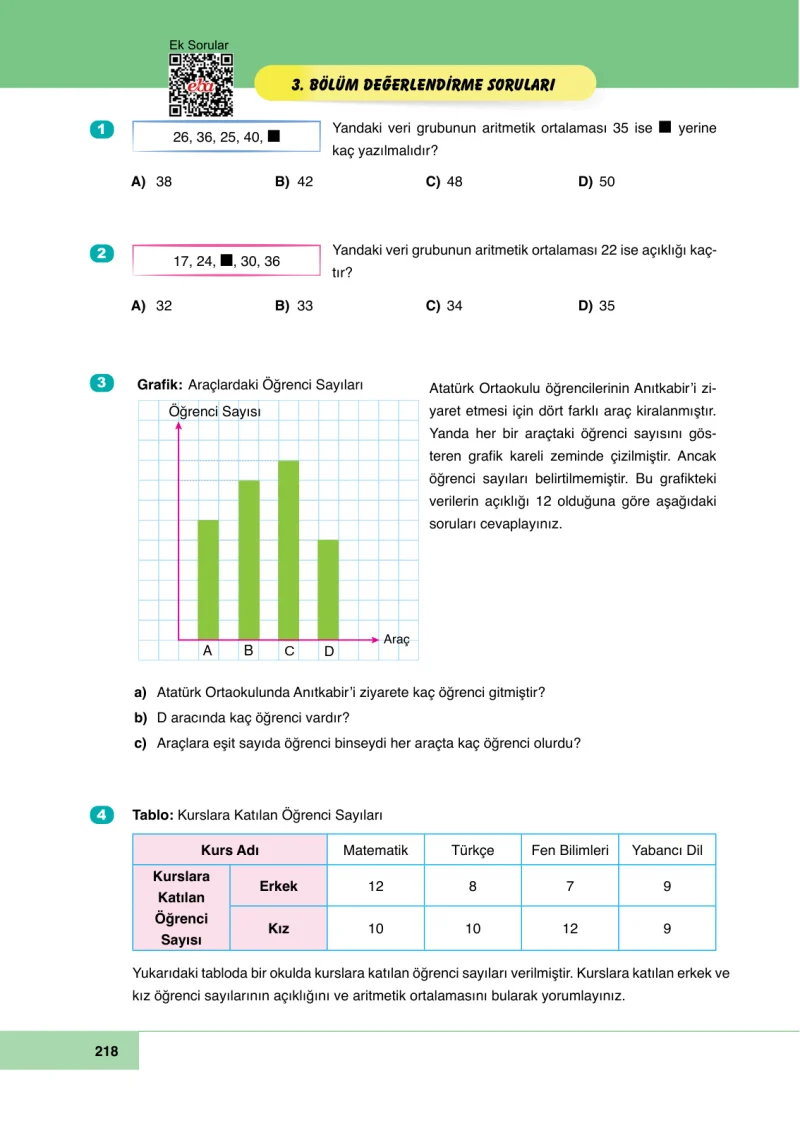 6. Sınıf Matematik Ders Kitabı Cevapları Doğa Yayınları Sayfa 218