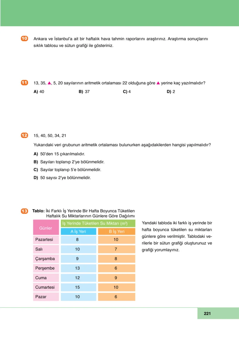 6. Sınıf Matematik Ders Kitabı Cevapları Doğa Yayınları Sayfa 221