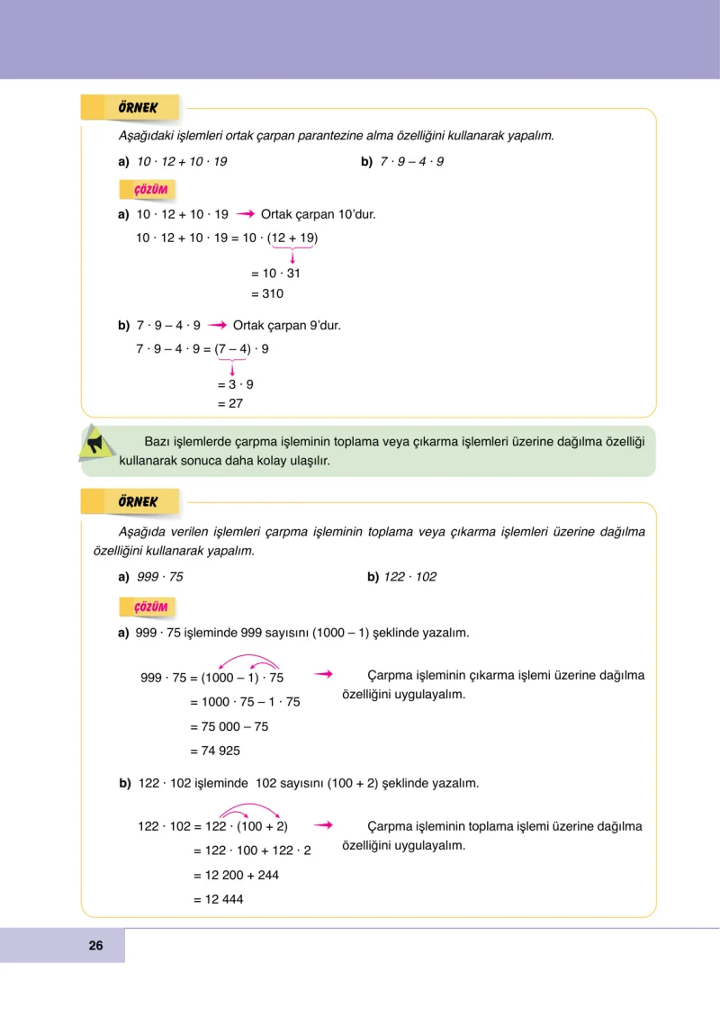 6. Sınıf Matematik Ders Kitabı Cevapları Doğa Yayınları Sayfa 26