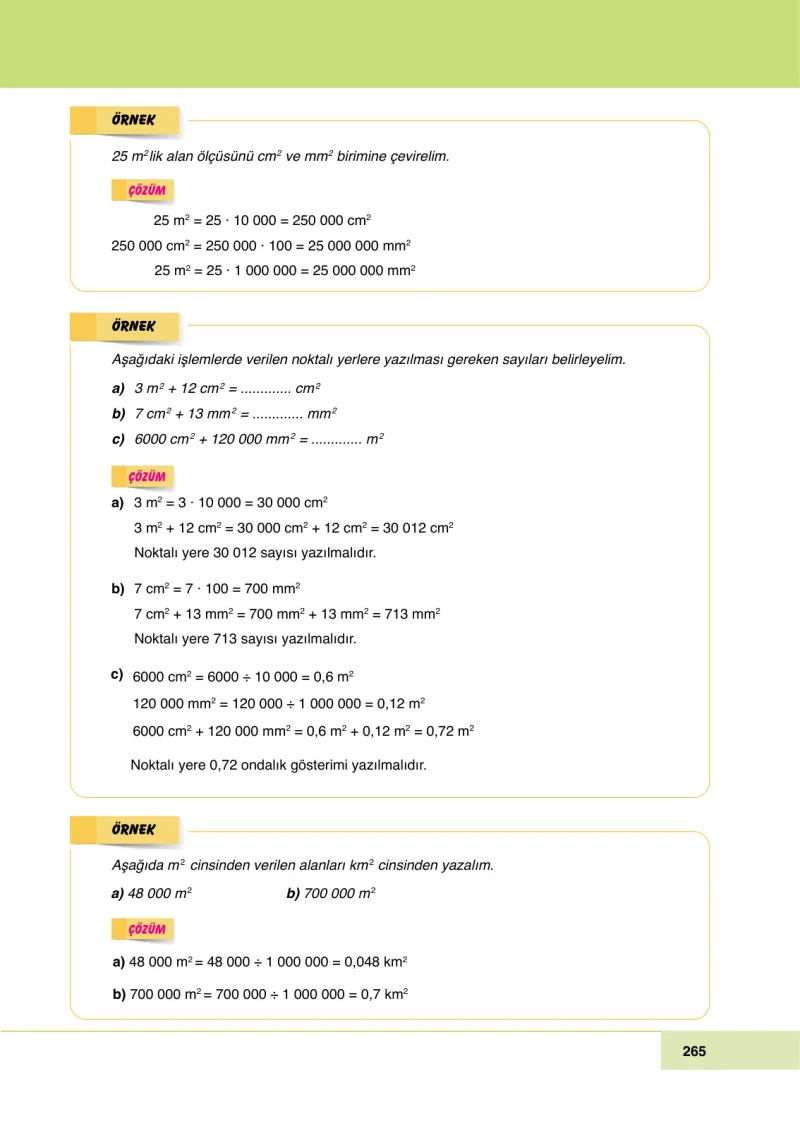 6. Sınıf Matematik Ders Kitabı Cevapları Doğa Yayınları Sayfa 265