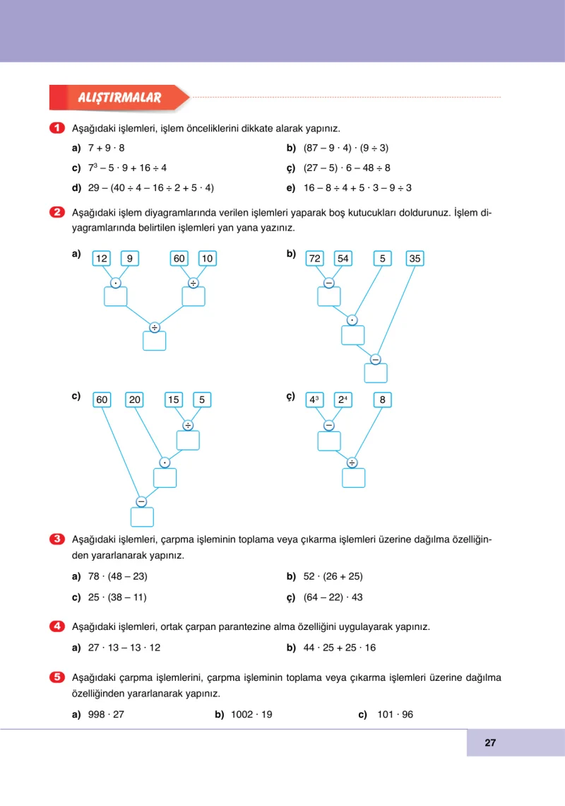 6. Sınıf Matematik Ders Kitabı Cevapları Doğa Yayınları Sayfa 27