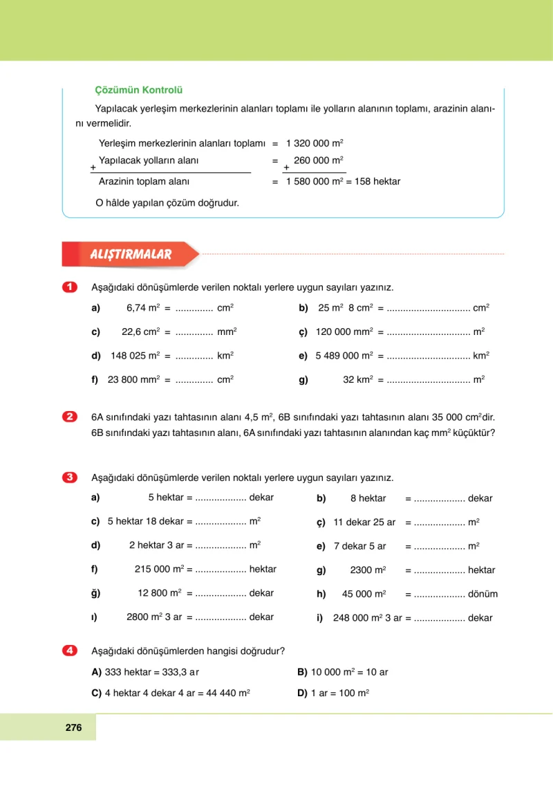 6. Sınıf Matematik Ders Kitabı Cevapları Doğa Yayınları Sayfa 276