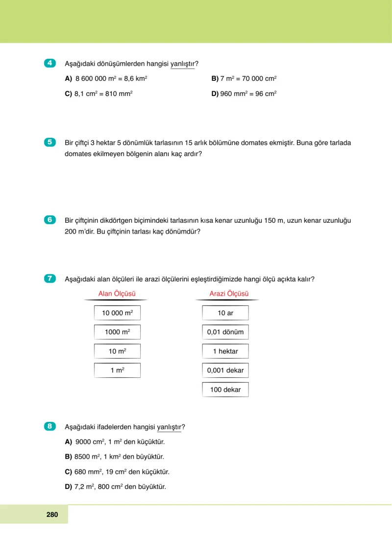6. Sınıf Matematik Ders Kitabı Cevapları Doğa Yayınları Sayfa 280