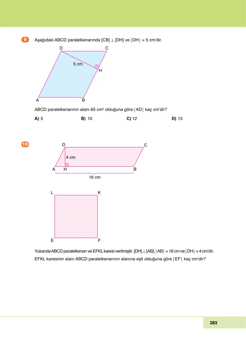 6. Sınıf Matematik Ders Kitabı Cevapları Doğa Yayınları Sayfa 283