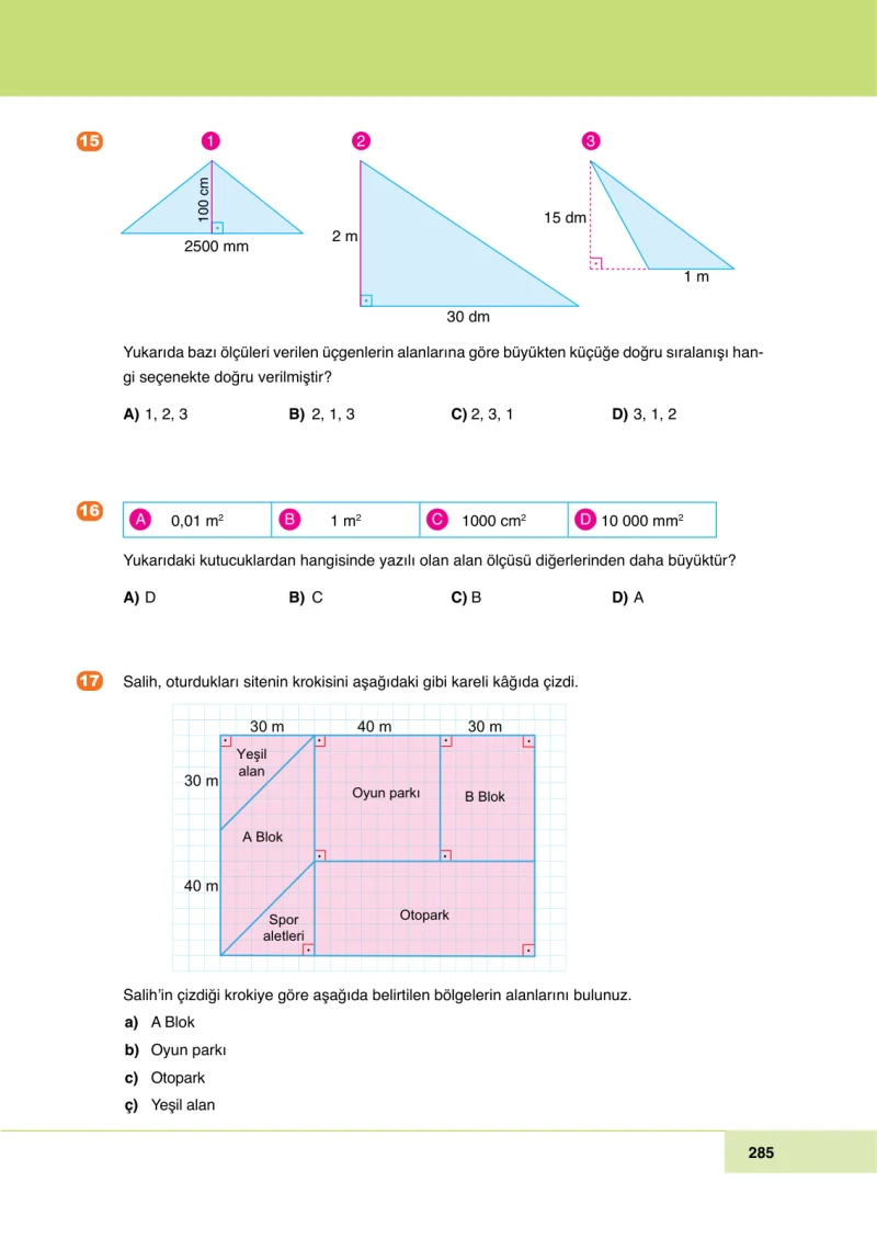 6. Sınıf Matematik Ders Kitabı Cevapları Doğa Yayınları Sayfa 285