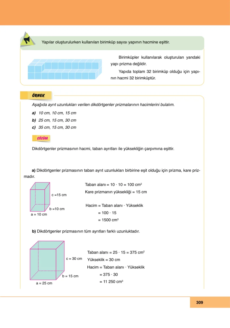 6. Sınıf Matematik Ders Kitabı Cevapları Doğa Yayınları Sayfa 309