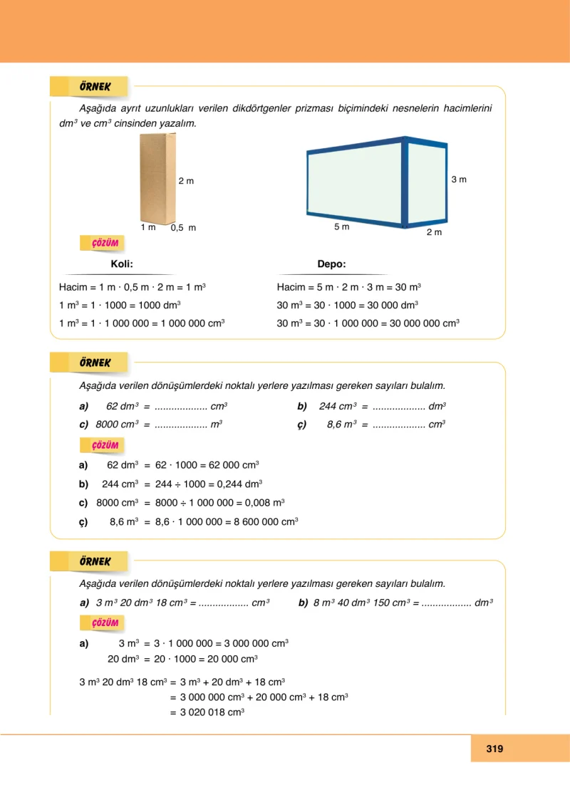 6. Sınıf Matematik Ders Kitabı Cevapları Doğa Yayınları Sayfa 319