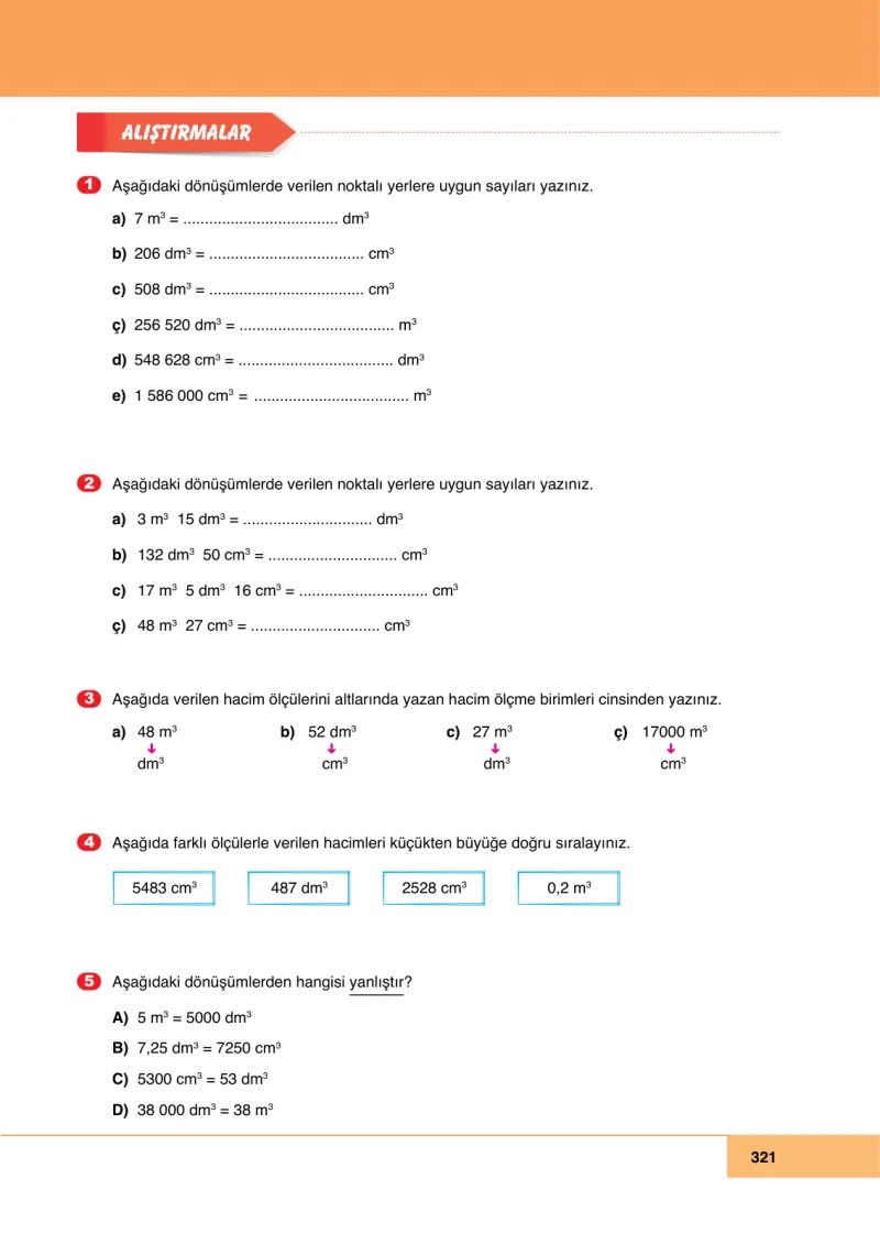 6. Sınıf Matematik Ders Kitabı Cevapları Doğa Yayınları Sayfa 321