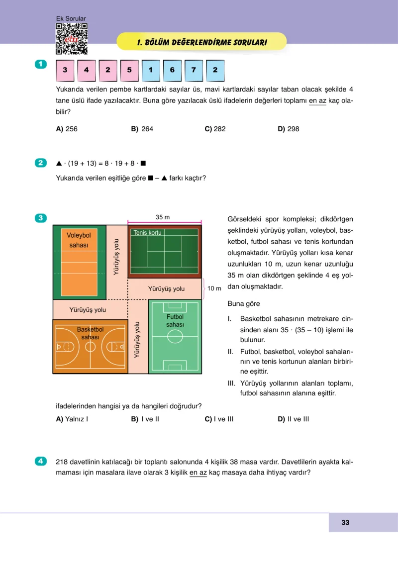 6. Sınıf Matematik Ders Kitabı Cevapları Doğa Yayınları Sayfa 33