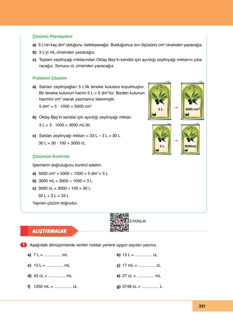 6. Sınıf Matematik Ders Kitabı Cevapları Doğa Yayınları Sayfa 331