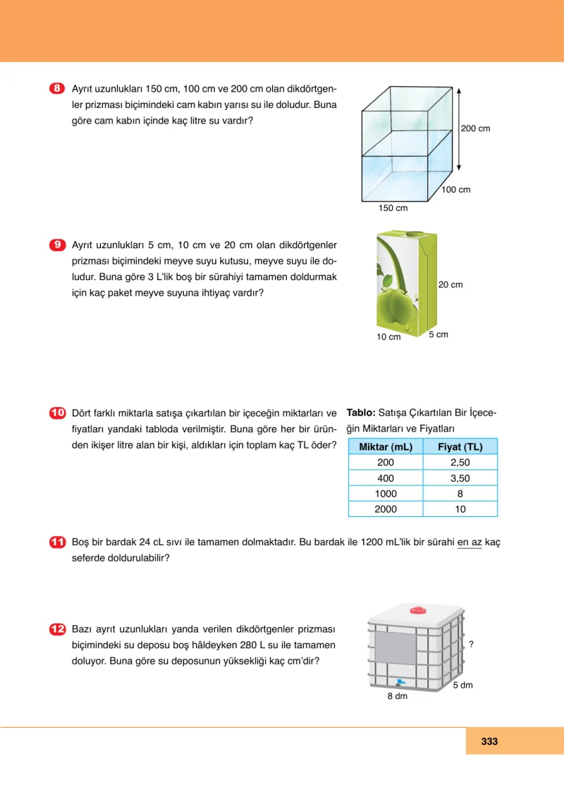 6. Sınıf Matematik Ders Kitabı Cevapları Doğa Yayınları Sayfa 333