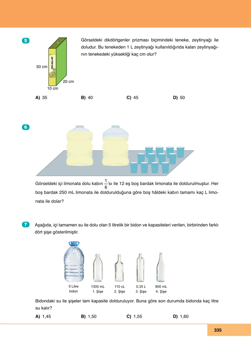 6. Sınıf Matematik Ders Kitabı Cevapları Doğa Yayınları Sayfa 335