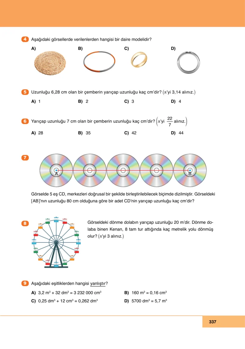 6. Sınıf Matematik Ders Kitabı Cevapları Doğa Yayınları Sayfa 337