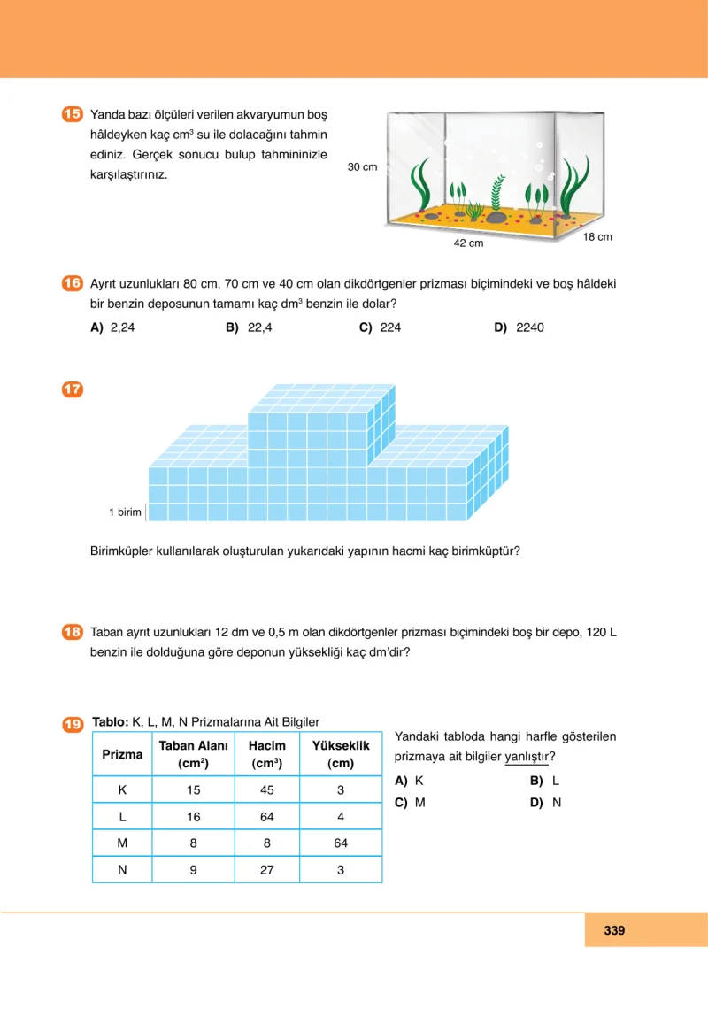 6. Sınıf Matematik Ders Kitabı Cevapları Doğa Yayınları Sayfa 339