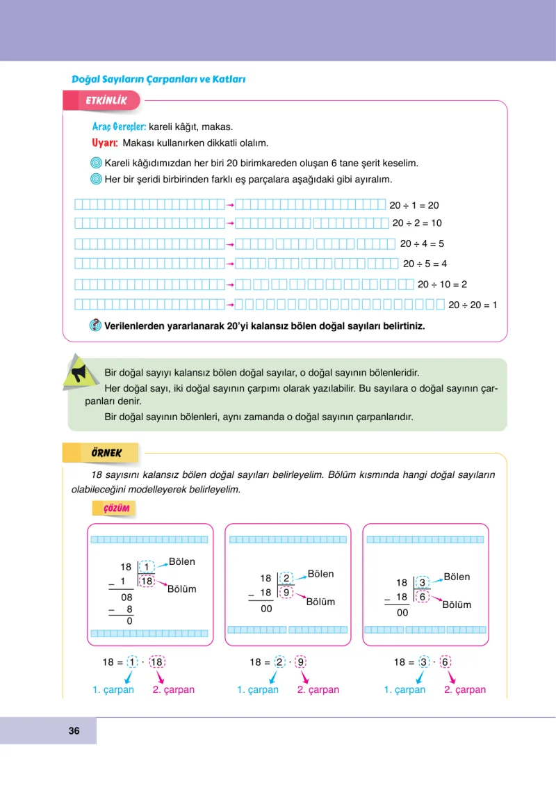 6. Sınıf Matematik Ders Kitabı Cevapları Doğa Yayınları Sayfa 36