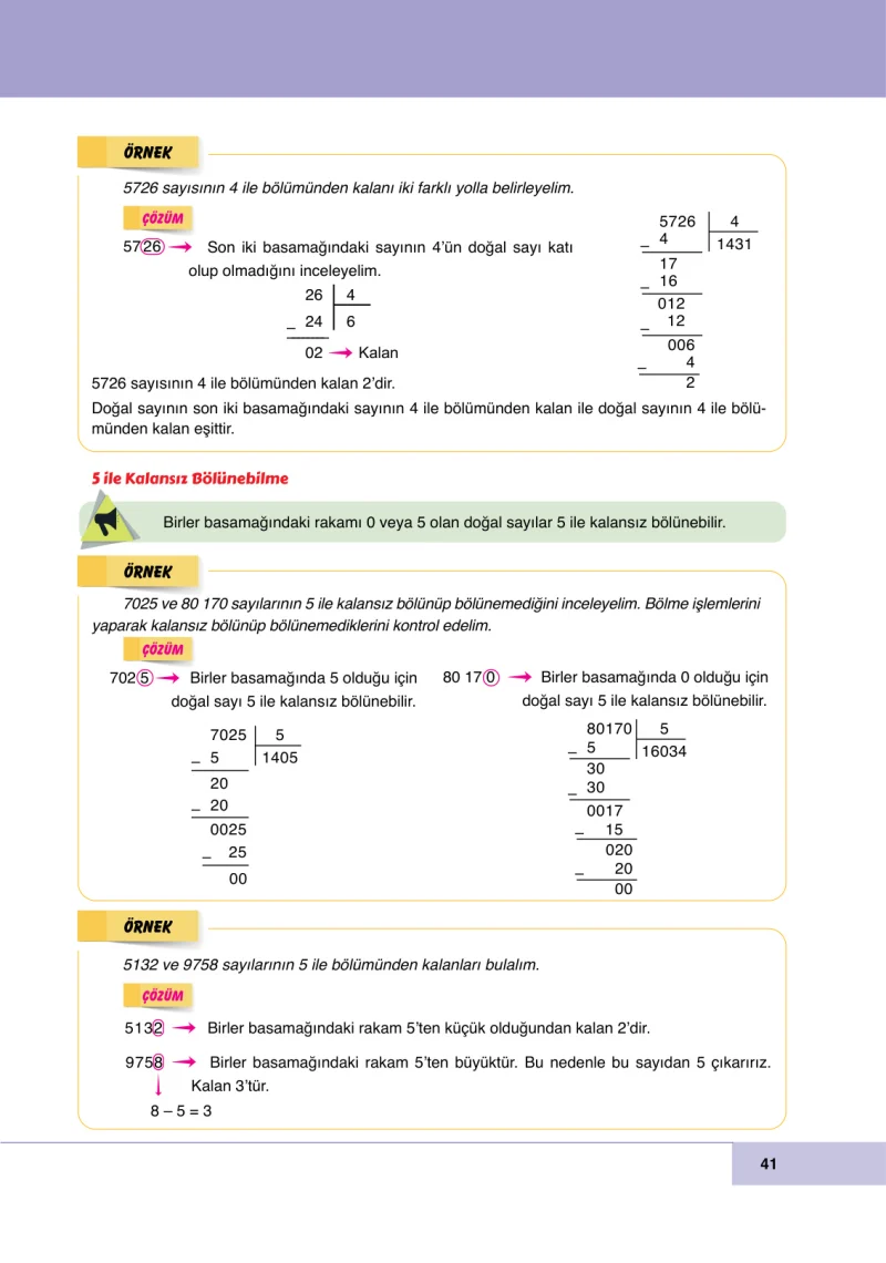 6. Sınıf Matematik Ders Kitabı Cevapları Doğa Yayınları Sayfa 41