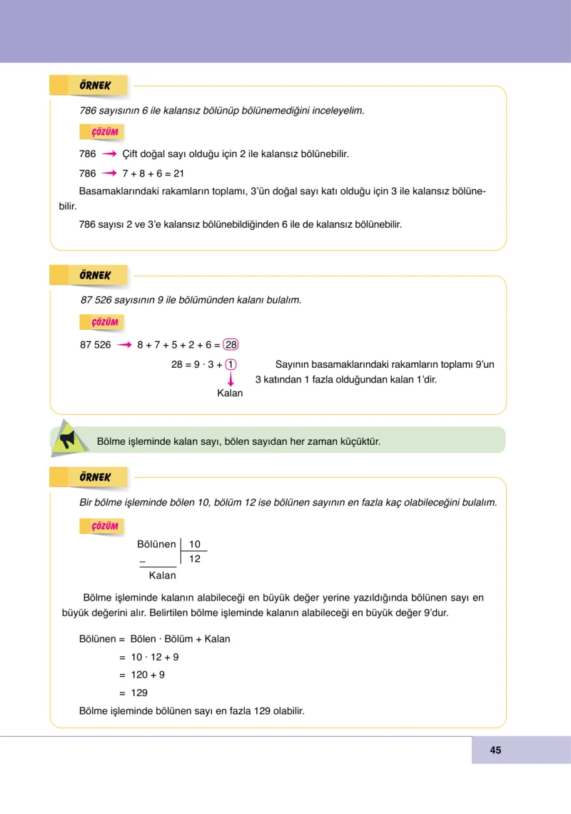 6. Sınıf Matematik Ders Kitabı Cevapları Doğa Yayınları Sayfa 45