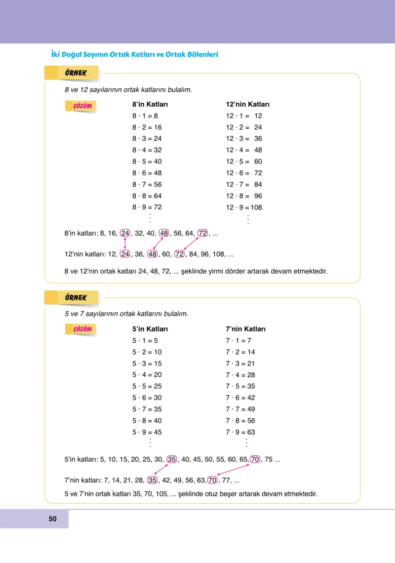 6. Sınıf Matematik Ders Kitabı Cevapları Doğa Yayınları Sayfa 50