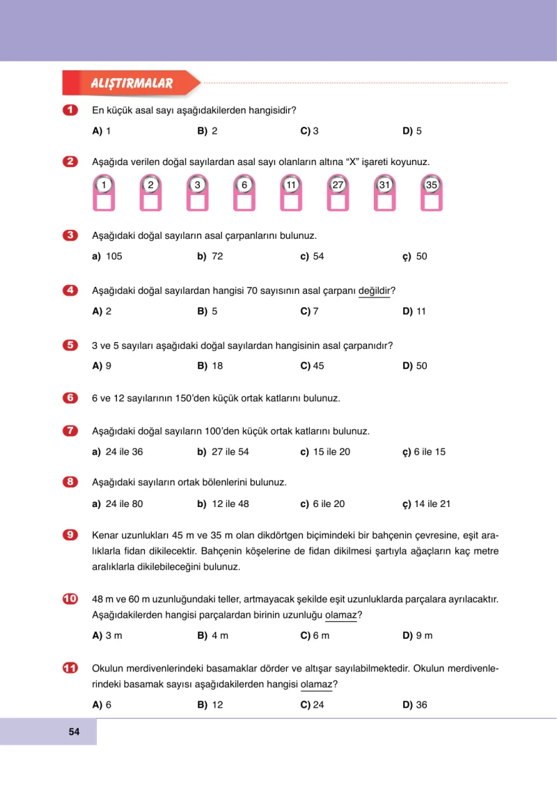 6. Sınıf Matematik Ders Kitabı Cevapları Doğa Yayınları Sayfa 54
