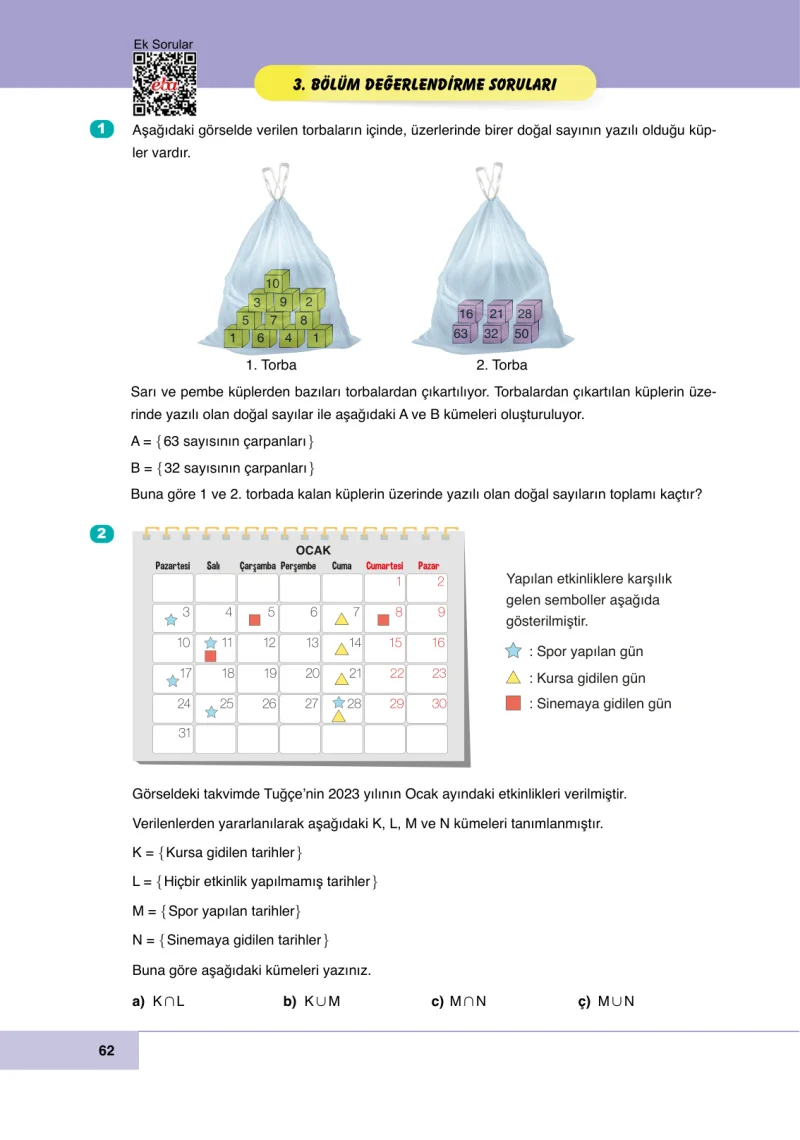 6. Sınıf Matematik Ders Kitabı Cevapları Doğa Yayınları Sayfa 62