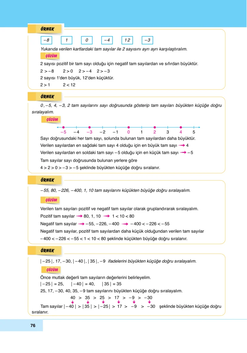 6. Sınıf Matematik Ders Kitabı Cevapları Doğa Yayınları Sayfa 76