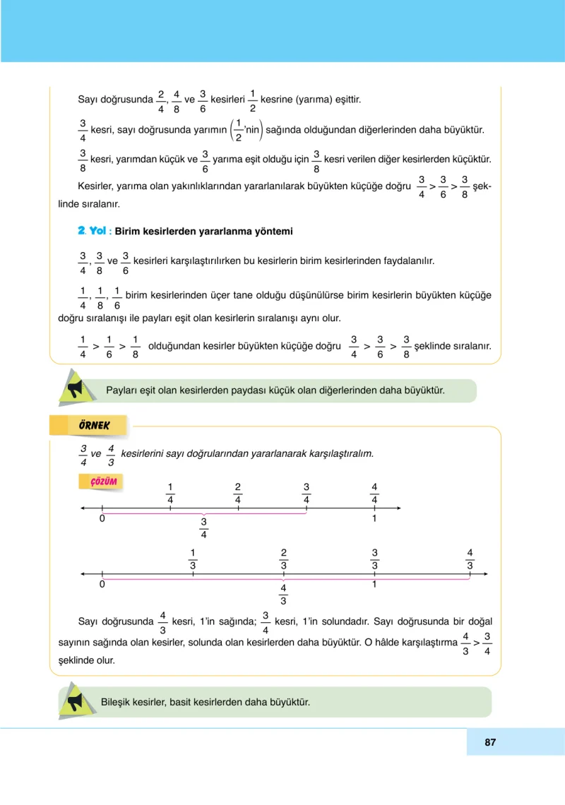 6. Sınıf Matematik Ders Kitabı Cevapları Doğa Yayınları Sayfa 87