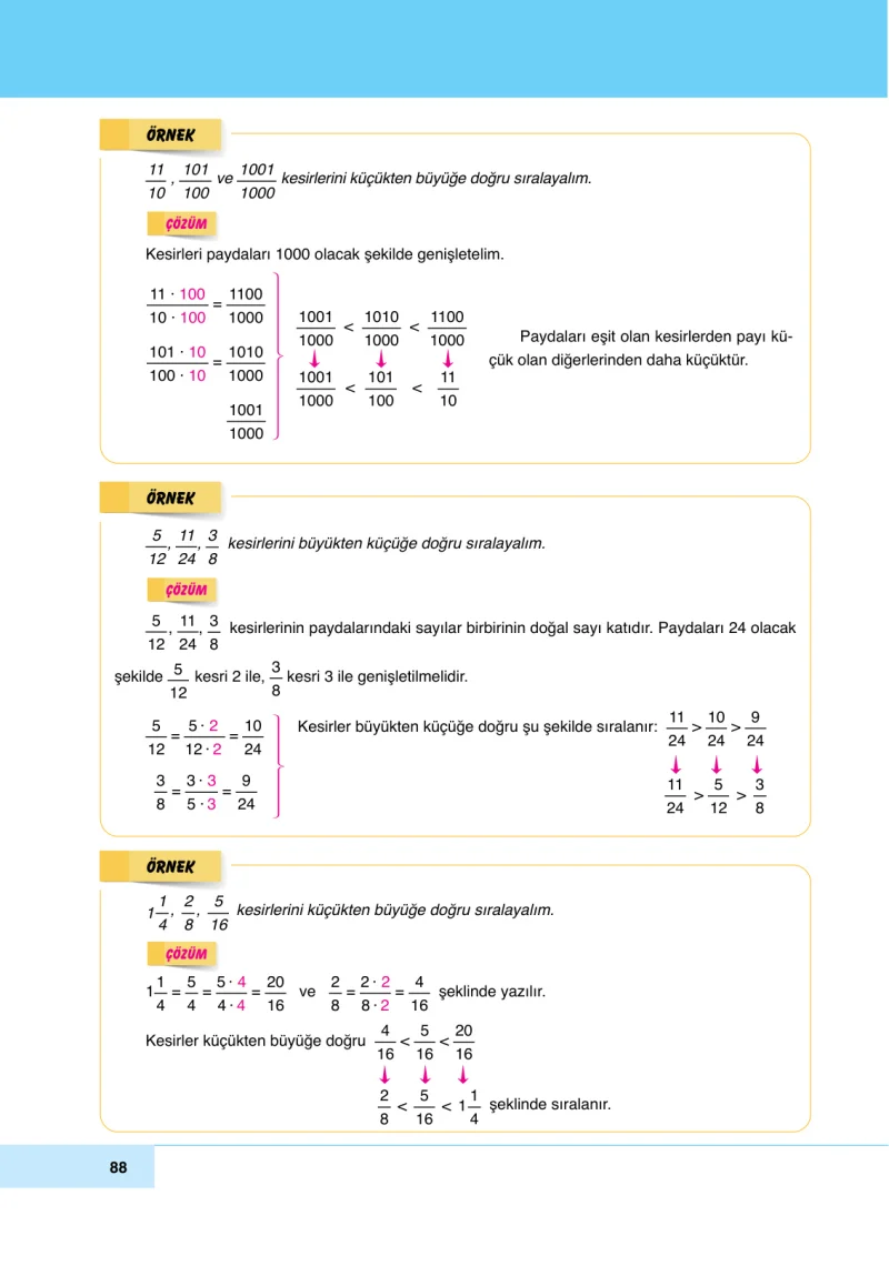 6. Sınıf Matematik Ders Kitabı Cevapları Doğa Yayınları Sayfa 88