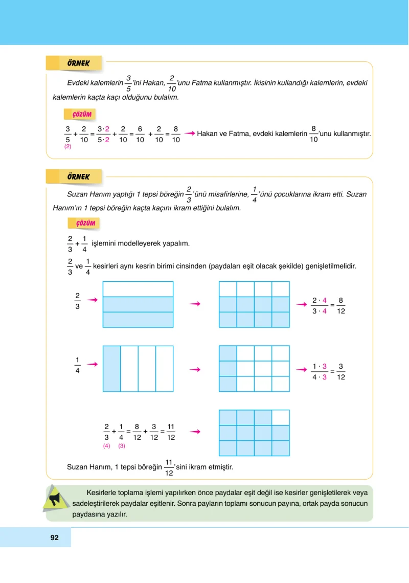 6. Sınıf Matematik Ders Kitabı Cevapları Doğa Yayınları Sayfa 92