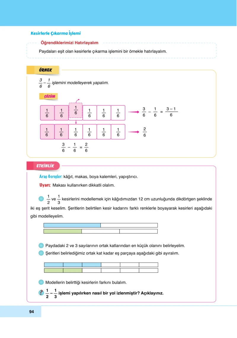 6. Sınıf Matematik Ders Kitabı Cevapları Doğa Yayınları Sayfa 94