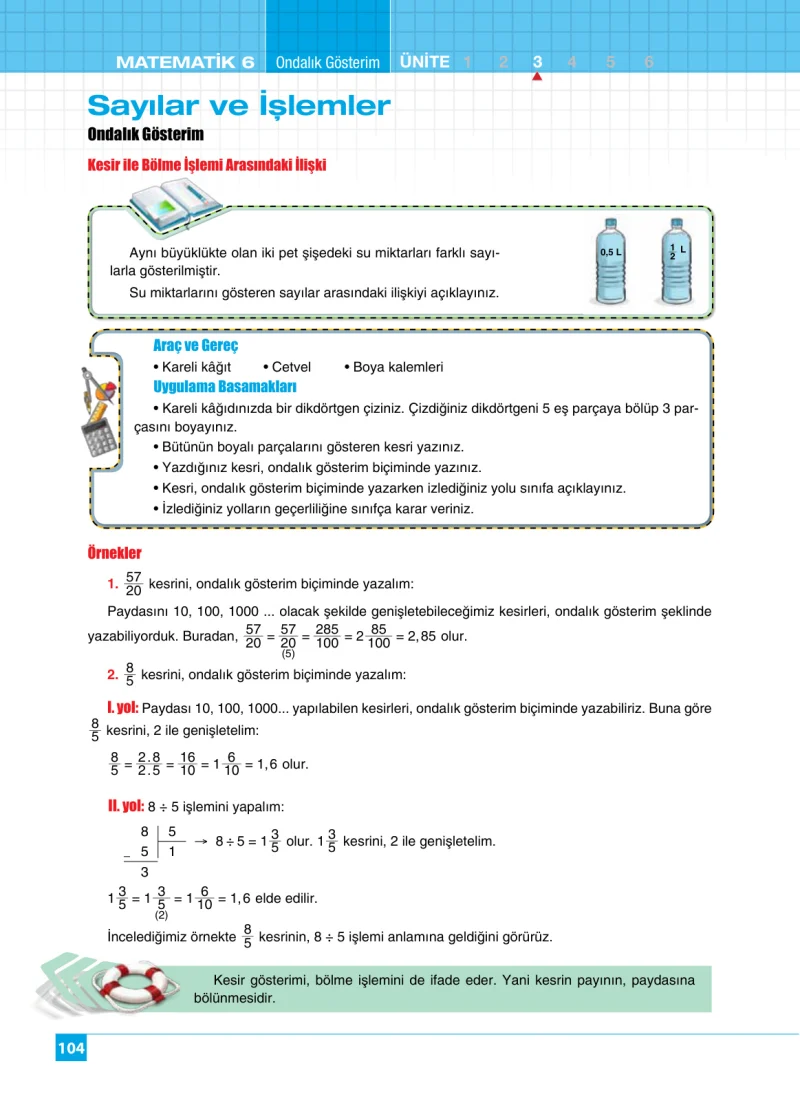 6. Sınıf Matematik Ders Kitabı Cevapları Koza Yayınları Sayfa 104