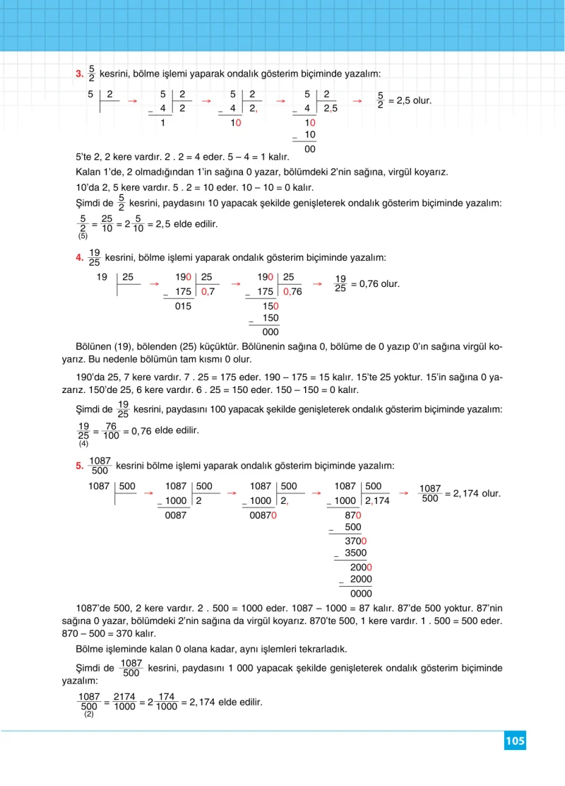 6. Sınıf Matematik Ders Kitabı Cevapları Koza Yayınları Sayfa 105