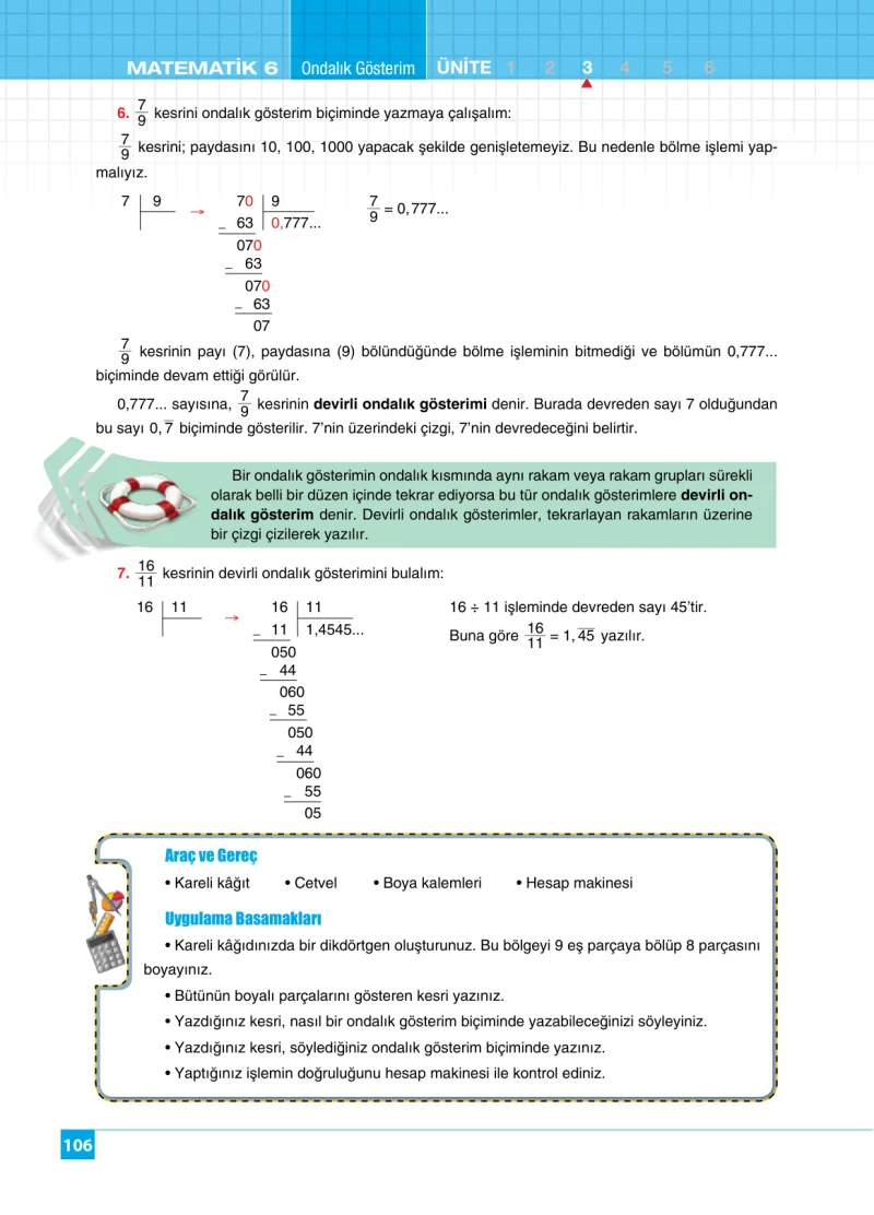 6. Sınıf Matematik Ders Kitabı Cevapları Koza Yayınları Sayfa 106