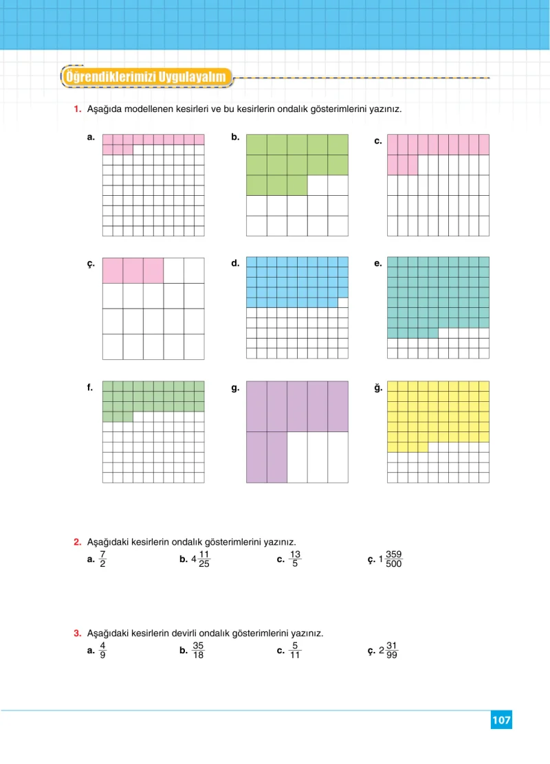 6. Sınıf Matematik Ders Kitabı Cevapları Koza Yayınları Sayfa 107