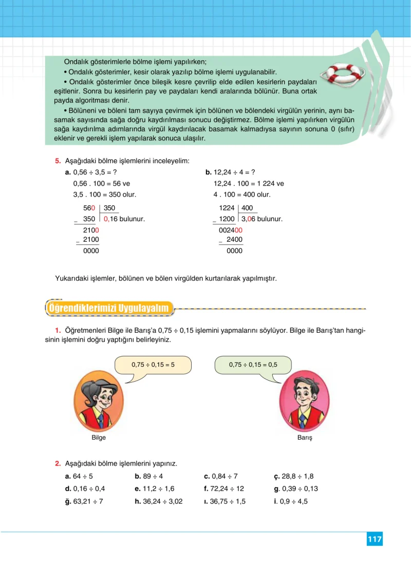 6. Sınıf Matematik Ders Kitabı Cevapları Koza Yayınları Sayfa 117