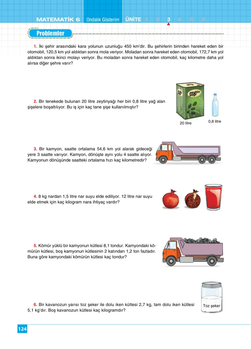 6. Sınıf Matematik Ders Kitabı Cevapları Koza Yayınları Sayfa 124