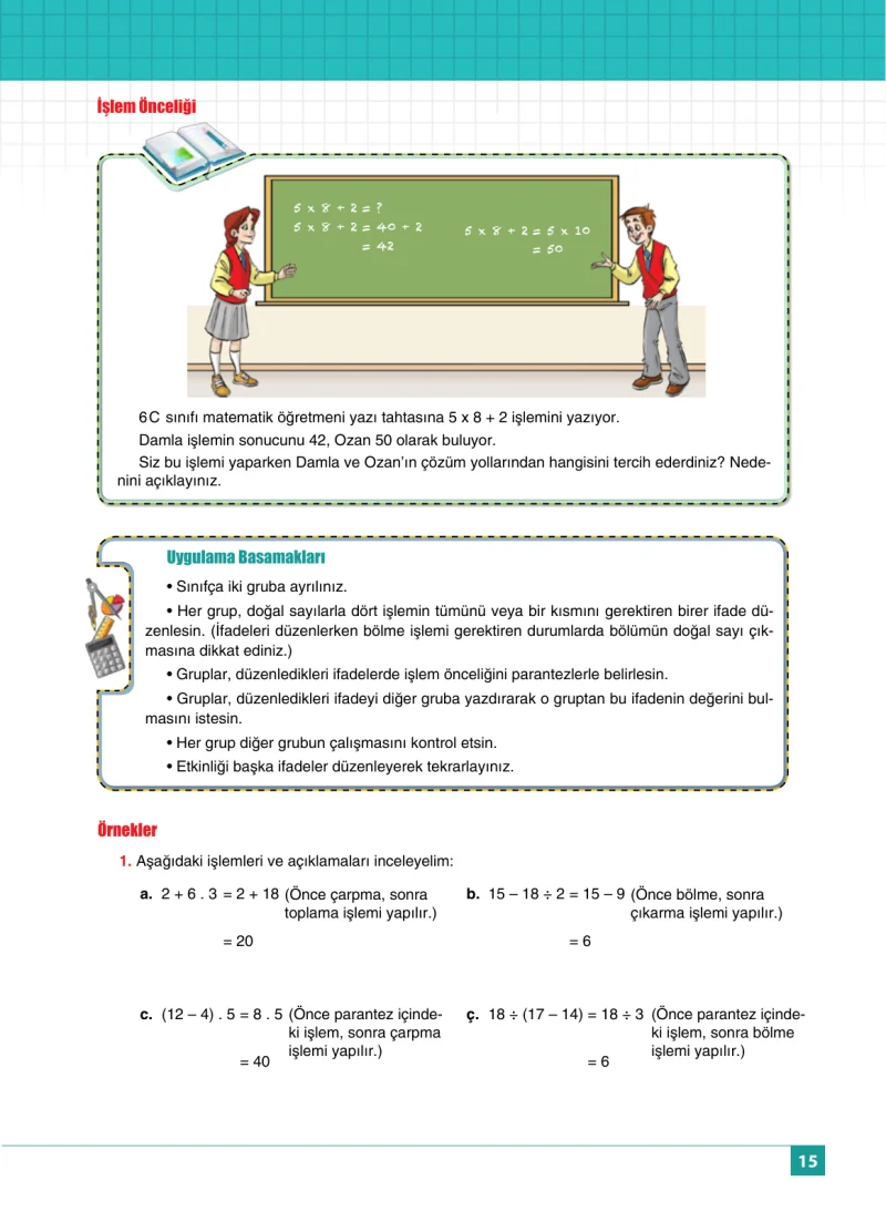 6. Sınıf Matematik Ders Kitabı Cevapları Koza Yayınları Sayfa 15