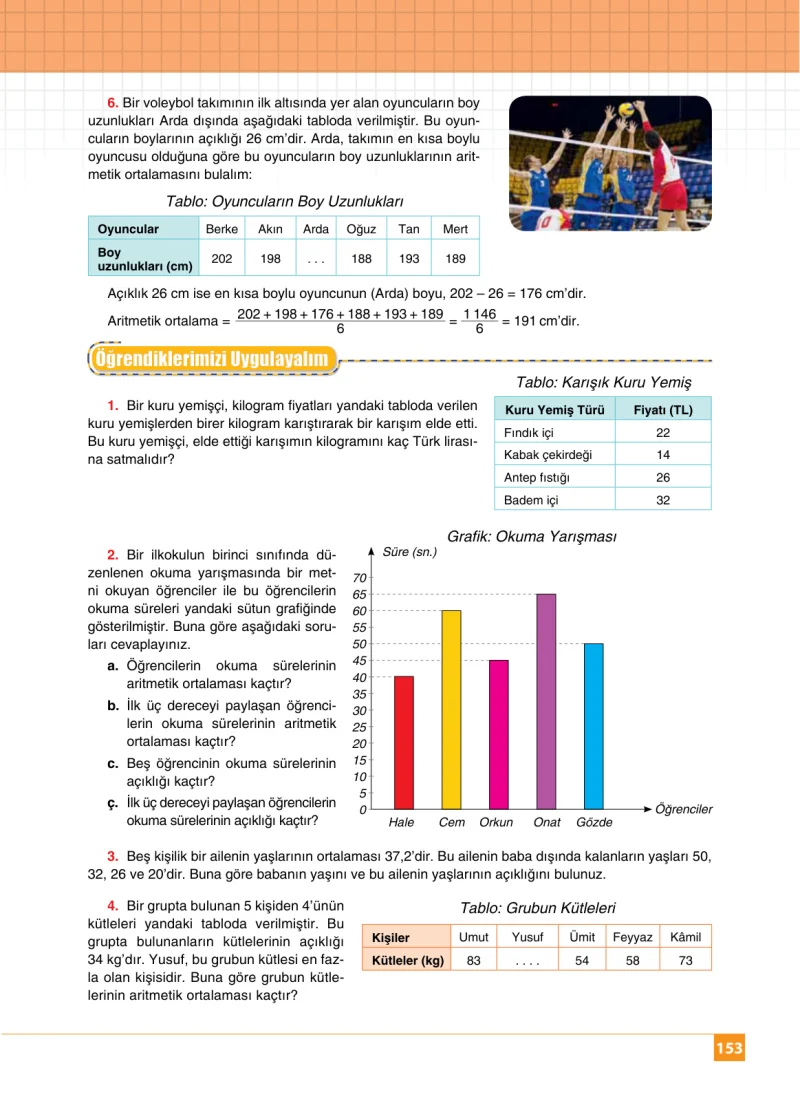 6. Sınıf Matematik Ders Kitabı Cevapları Koza Yayınları Sayfa 153