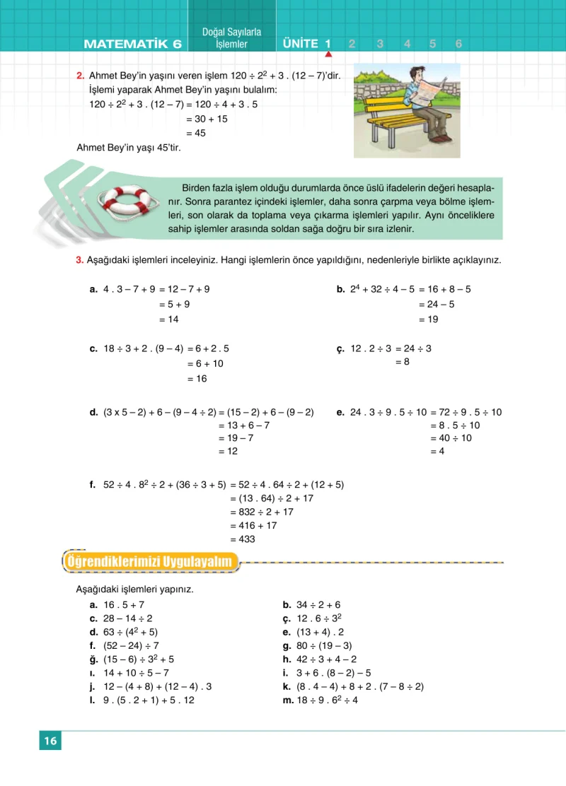 6. Sınıf Matematik Ders Kitabı Cevapları Koza Yayınları Sayfa 16