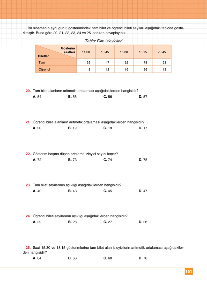 6. Sınıf Matematik Ders Kitabı Cevapları Koza Yayınları Sayfa 161