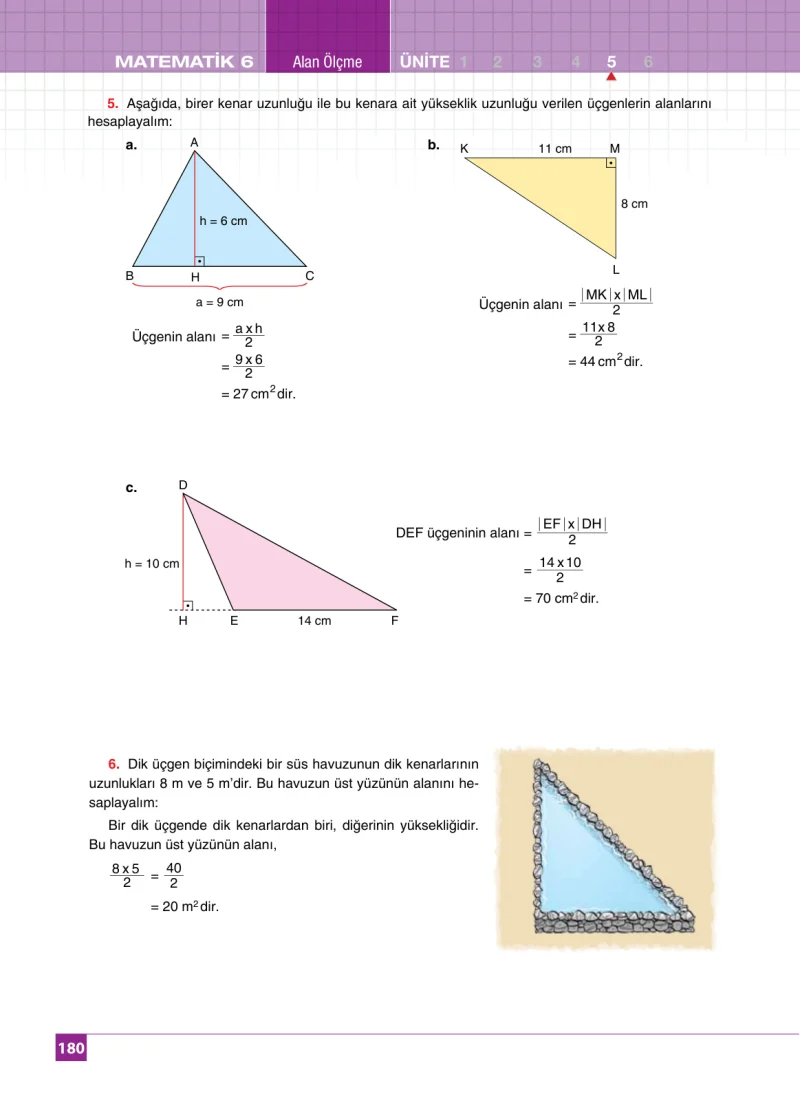 6. Sınıf Matematik Ders Kitabı Cevapları Koza Yayınları Sayfa 180